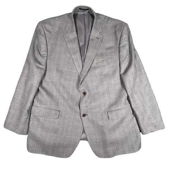 Lauren Ralph Lauren Blazer Silk Wool 48R Gray Two Button Single Vent Suit Jacket - Picture 1 of 13